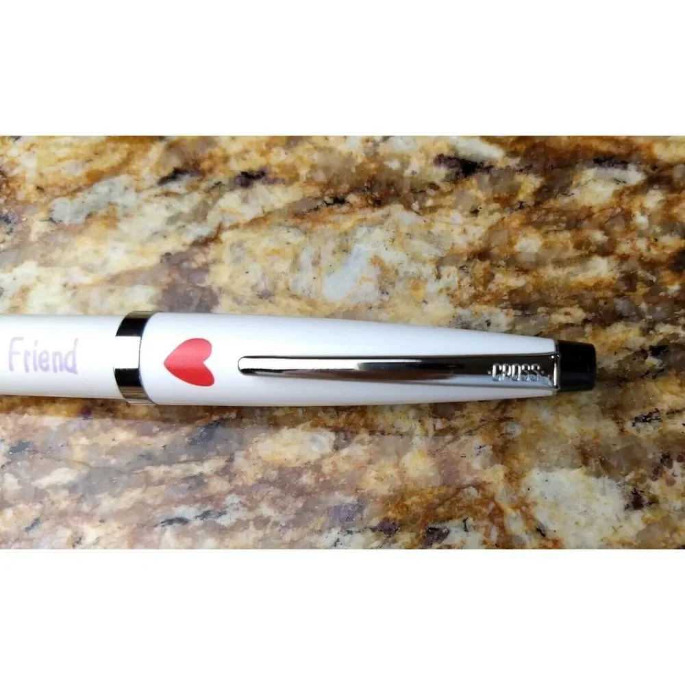 CROSS Solo White & Chrome Twist Ballpoint Pen‎ Hallmark FOR MY FRIEND RED HEART